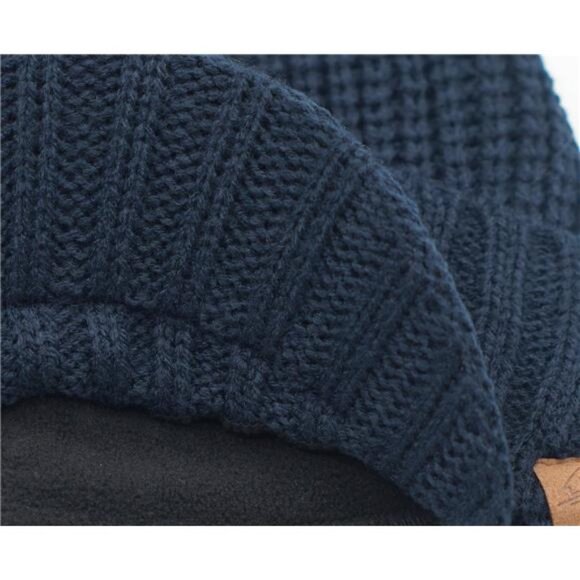 Men's Winter Hat Thick Knit Beanie Cap Blue - Picture 4 of 4